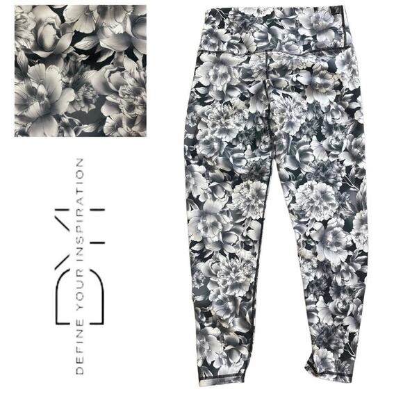 DYI Pants - Define Your Inspiration Cabbage Rose Full Length Leggings, Yoga, Active Lounge L